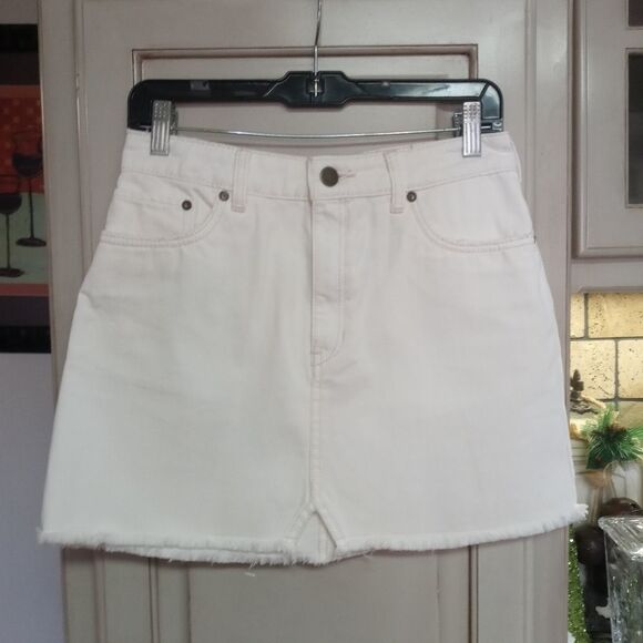Free People 'Step Up' Denim Mini Skirt in Ivory - Picture 5 of 12